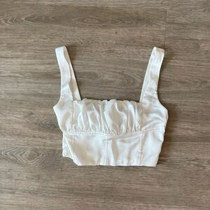 NWOT Tiger Mist Satin White Crop Top, Size XS